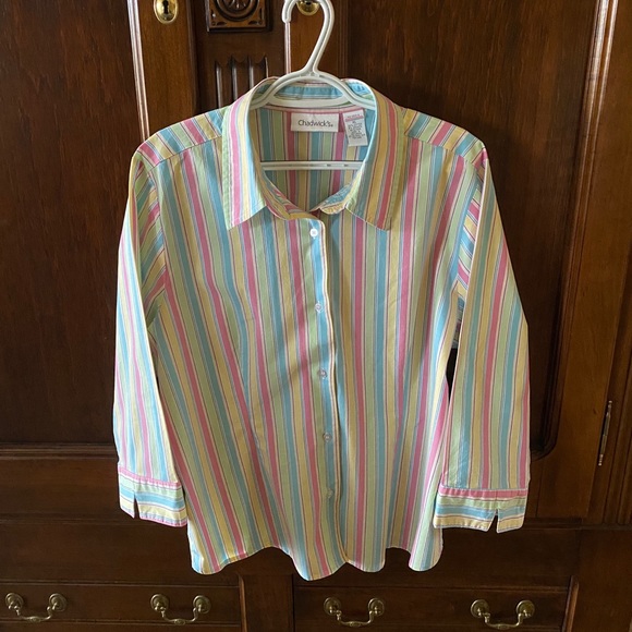 Chadwicks Tops - 608- Women’s Chadwick’s Top striped button down size xl